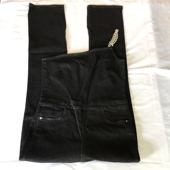 WeWoreWhat Asymmetrical Jumpsuit Black Denim 12 - Picture 3 of 11